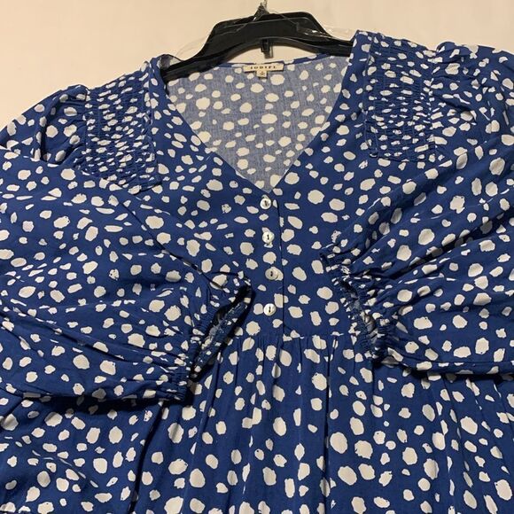 Jodifl Size small 3-Tier ruffle trendy top w/3/4 sleeves & ruching detail.  NWOT - Picture 5 of 7